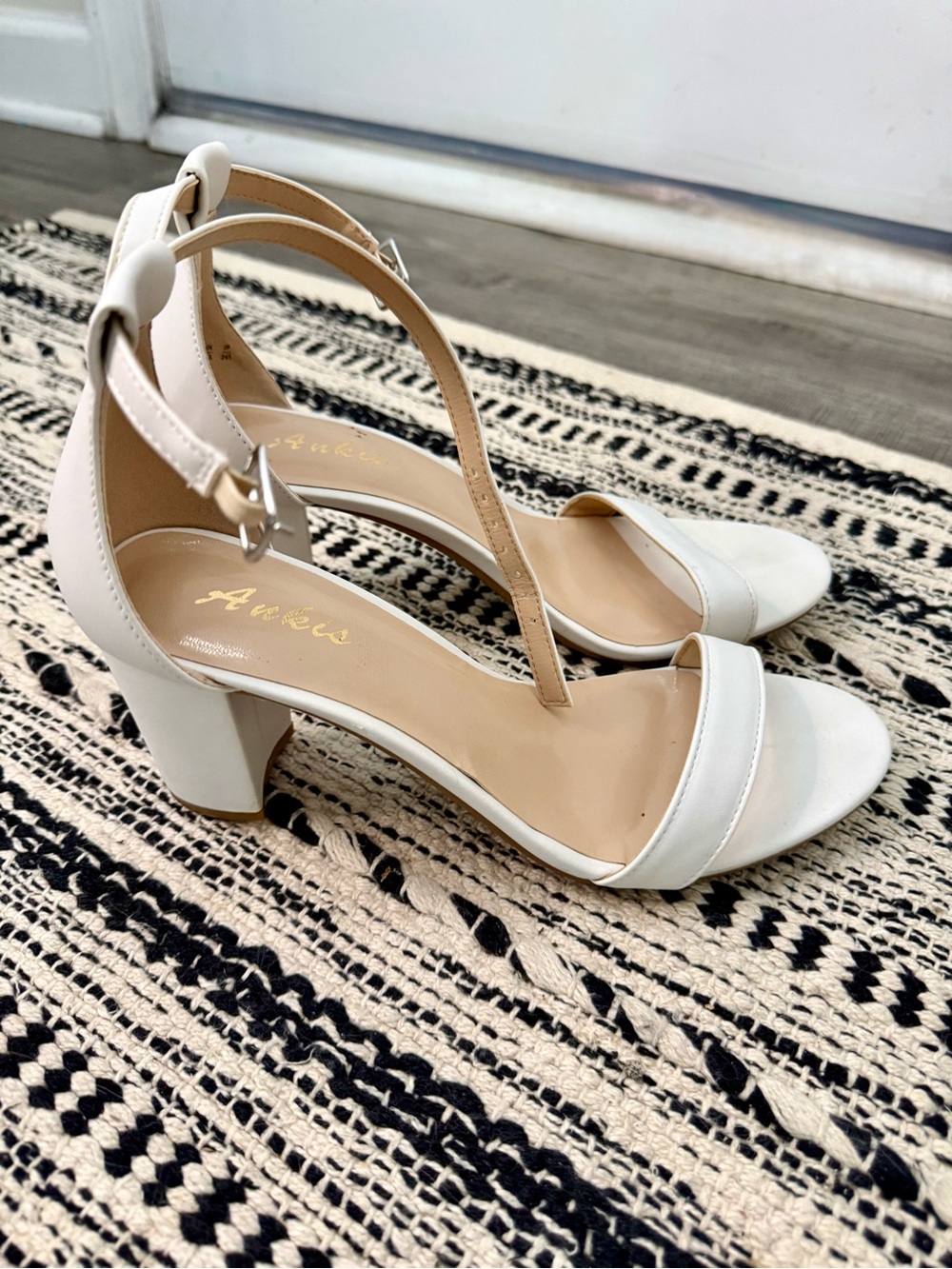White Block Heel Sandals